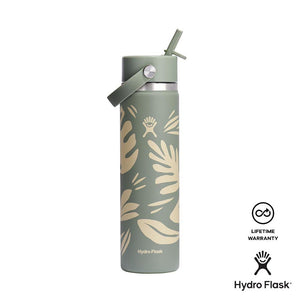 Hydro Flask 24 Oz Wide Mouth Bottle with Flex Straw Cap - Botanical Bliss Agave